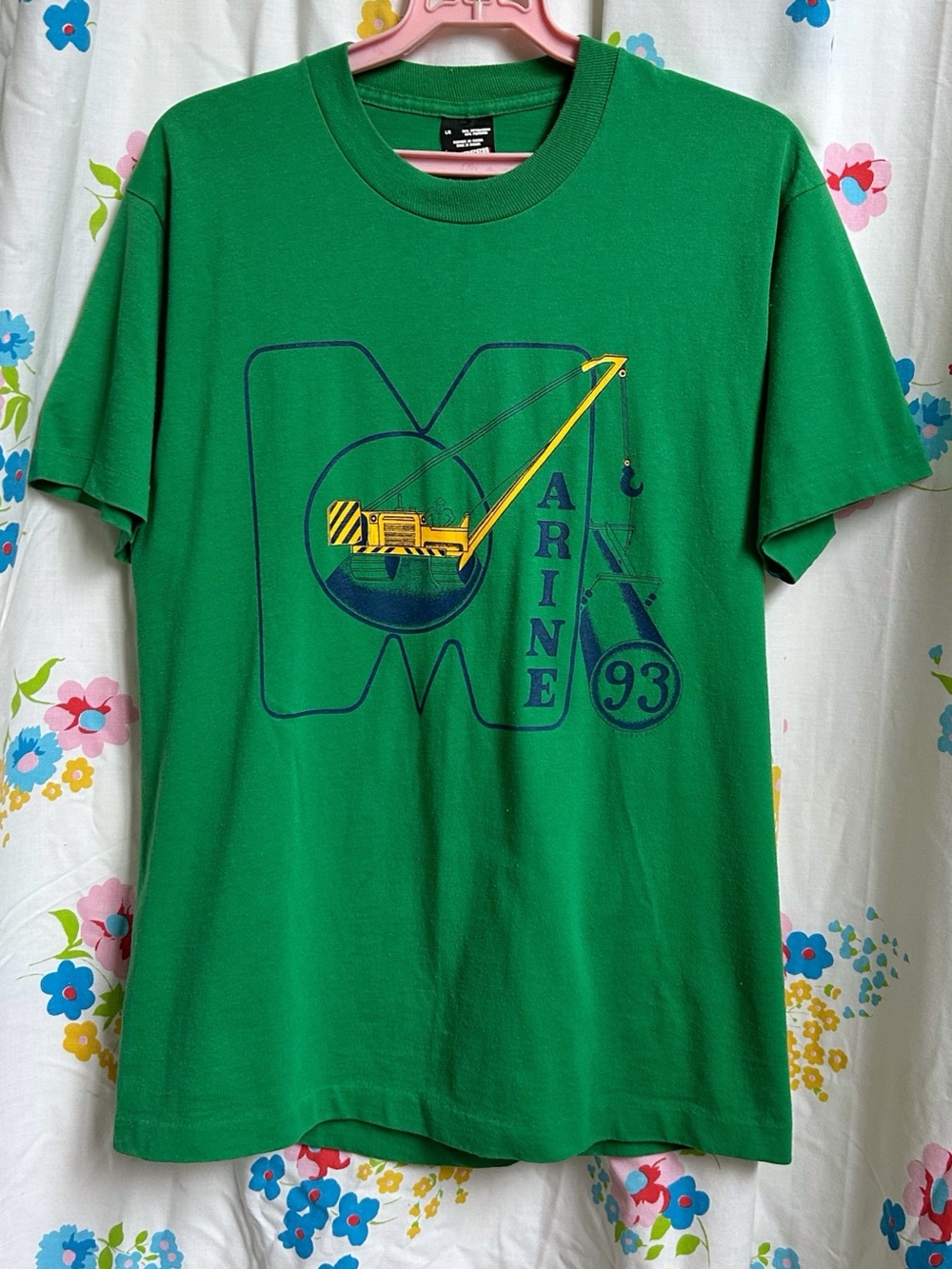 90s vintage Industrial Marine Engineering Crane t-shirt single stitch green